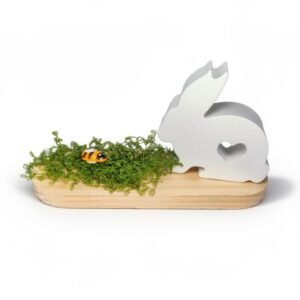 Πασχαλινό διακοσμητικό Κουνελάκι πορσελάνη σε φυσικό ξύλο