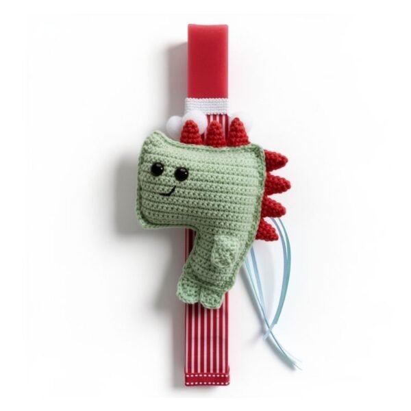 Χειροποίητη λαμπάδα πλεκτό δεινοσαυράκι