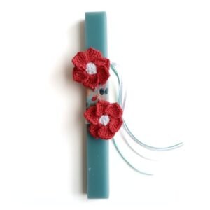 Χειροποίητη λαμπάδα πλεκτά λουλούδια φλοράλ