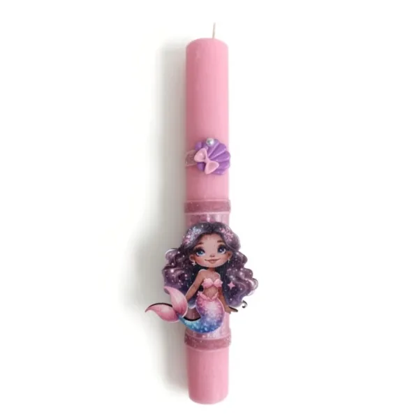 Κοριτσίστικη Πασχαλινή Ροζ Λαμπάδα Γοργόνα