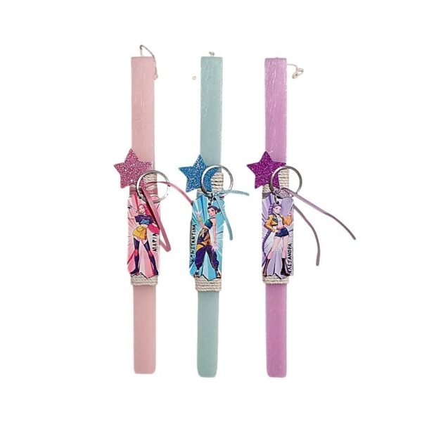 Λαμπάδα πλακέ με μπρελόκ Κυνηγοί Δαιμόνων, με όνομα