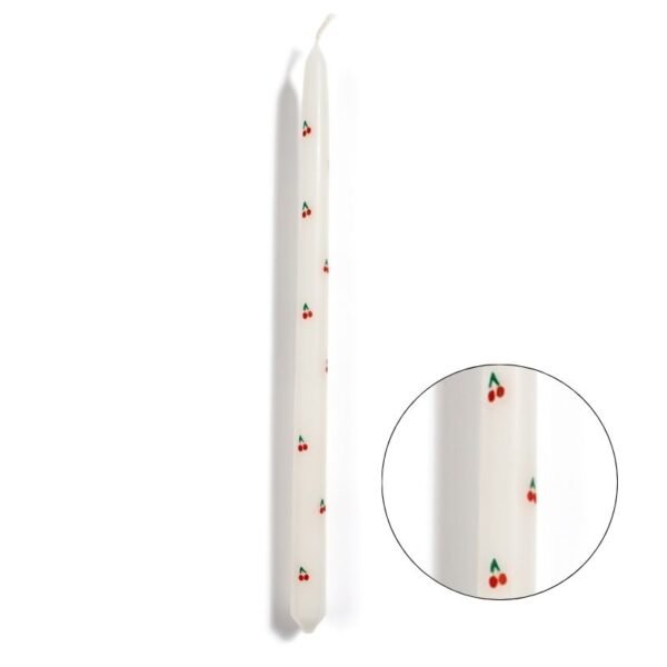 Μίνιμαλ λευκή Λαμπάδα ''Κερασάκια''