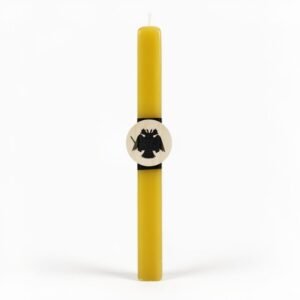 Κίτρινη λαμπάδα με διακοσμητικό δικέφαλος