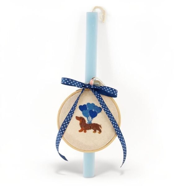 Λαμπάδα με κεντημένο σκυλάκι dachshund