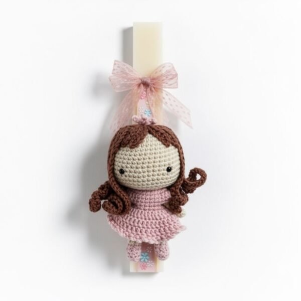 Λαμπάδα με Χειροποίητη πλεκτή κουκλίτσα πριγκίπισσα