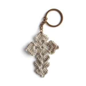 Μπρελόκ πλεκτός σταυρός, μαρτυρικό ή μπομπονιέρα 8εκ.