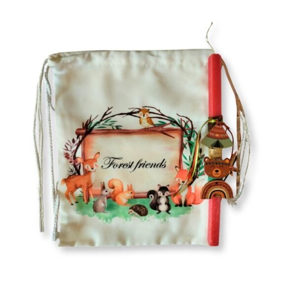 Πασχαλινή Λαμπάδα "Little Explorer" – Boho Αρκουδάκι με Σκηνή & Ουράνιο Τόξο