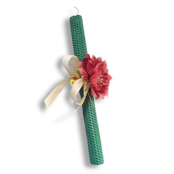 Πασχαλινή λαμπάδα μελισσοκέρι με λουλούδι