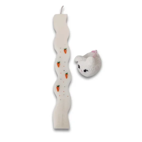 Αρωματική λαμπάδα σόγιας με λαγουδάκι μπρελόκ