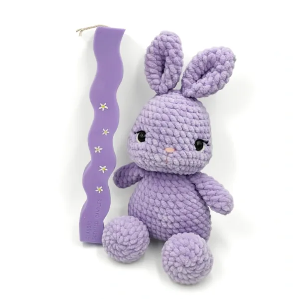 Σετ αρωματική λαμπάδα με πλεκτό λαγουδάκι