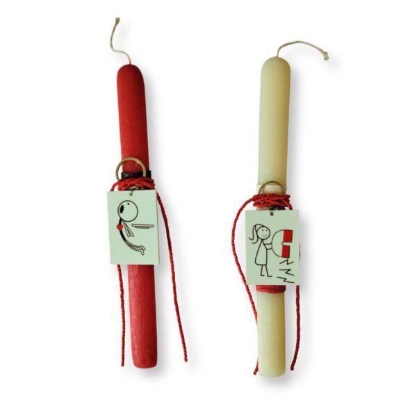 Σετ Λαμπάδων για ζευγάρι "Μαγνήτης - Minimal Stick Figures"