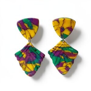 Γεωμετρικά σκουλαρίκια με εφέ μωσαικού