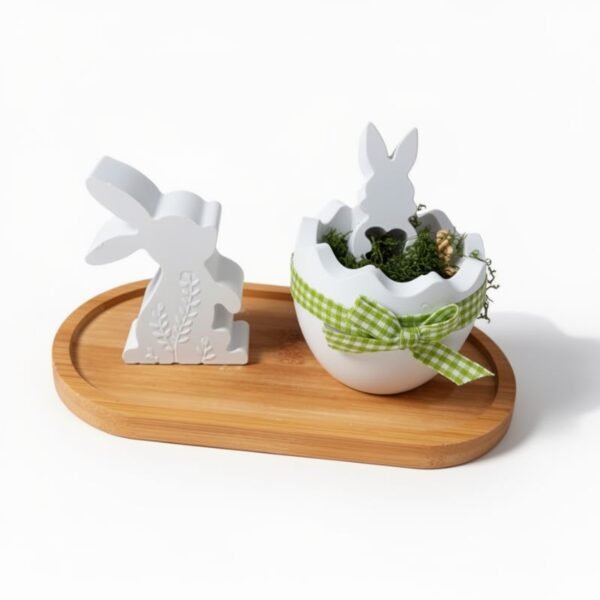 Πασχαλινή σύνθεση με βάση μπαμπού οβάλ, Κουνέλι και βάση αυγού