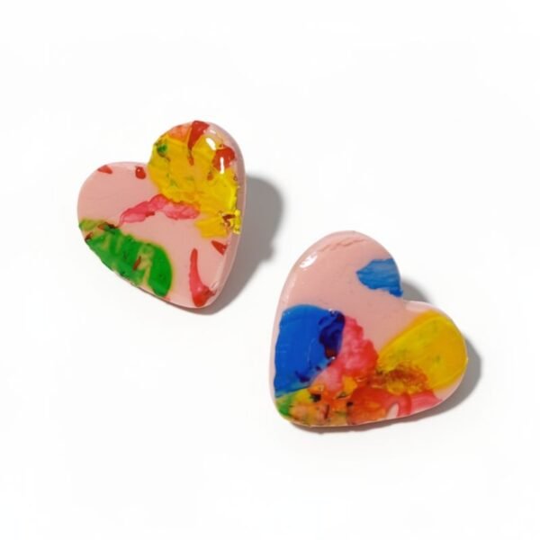 Σκουλαρίκια Πολύχρωμες καρδιές από πηλό