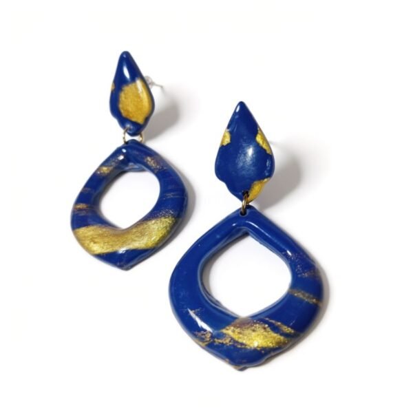 Σκουλαρίκια κρεμαστά Μπλε - Χρυσό