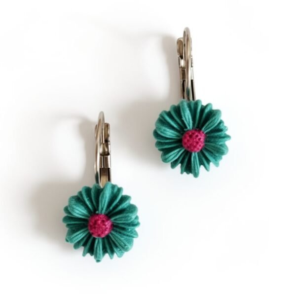 Κρεμαστά σκουλαρίκια μαργαρίτες από υγρό γυαλί