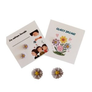 Καρφωτά σκουλαρίκια Μικρές Μαργαρίτες από Υγρό Γυαλί