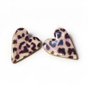 Σκουλαρίκια καρδιές με leopard μοτίβο