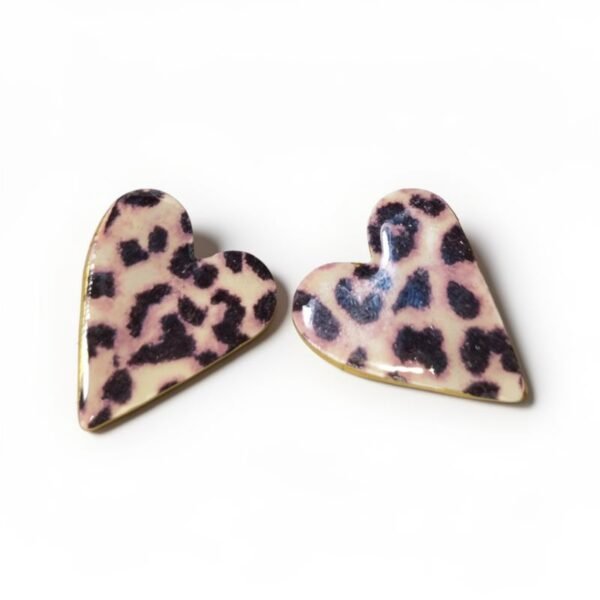Σκουλαρίκια καρδιές με leopard μοτίβο