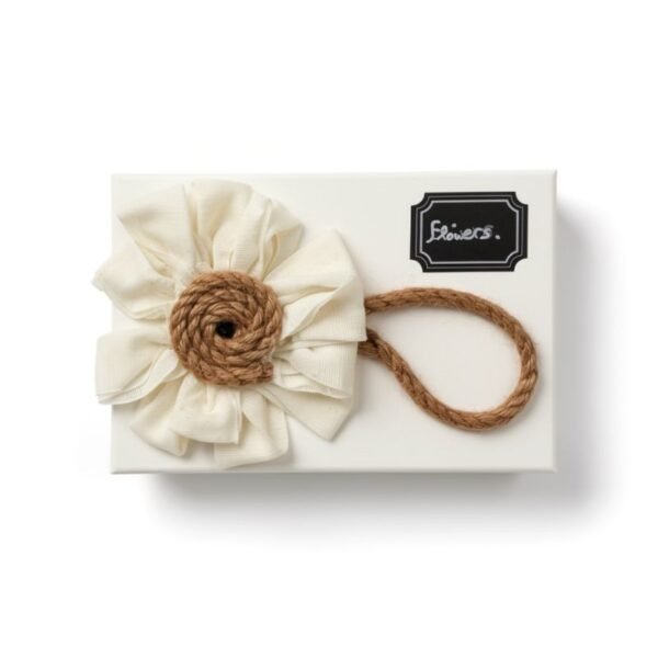 Καμβάς με ύφασμα & σχοινί "Λευκό λουλούδι"