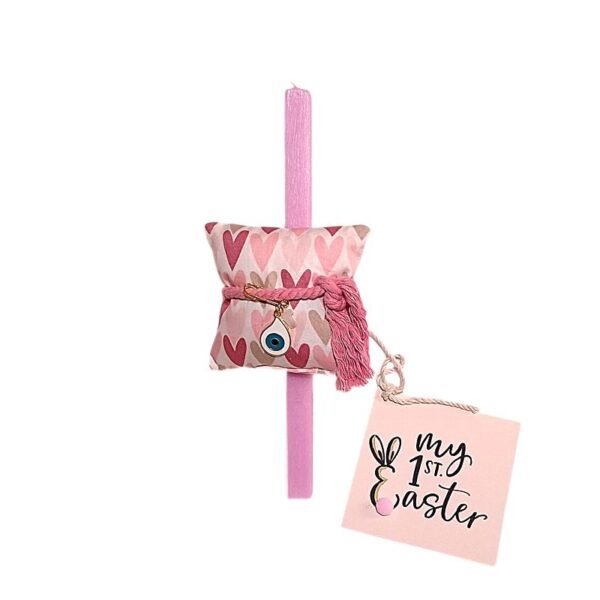 Λαμπάδα τετράγωνη ροζ "My 1st Easter" για κοριτσάκι