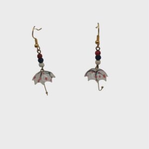 Σκουλαρίκια "Vintage Ομπρέλα" με Άνθη Κερασιάς & Πορσελάνινη Υφή