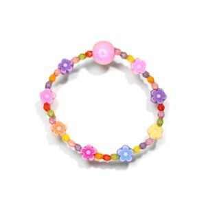 Παιδικό πολύχρωμο και ελαστικό βραχιόλι με λουλούδια