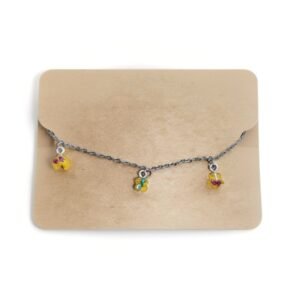 Αλυσίδα ποδιού με στοιχεία υγρού γυαλιού, Μισοφέγγαρο, Αστέρι & Λουλούδι