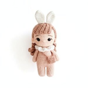 Πλεκτό κουκλάκι mini charm amigurumi λαγουδίτσα 16εκ