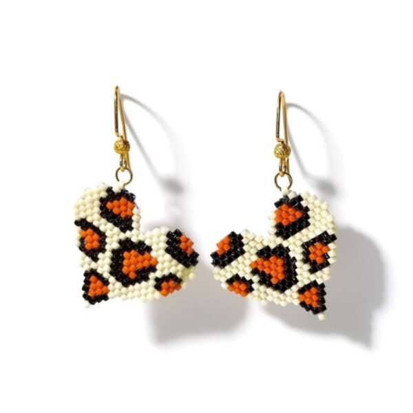 Σκουλαρίκια καρδιές με leopard print