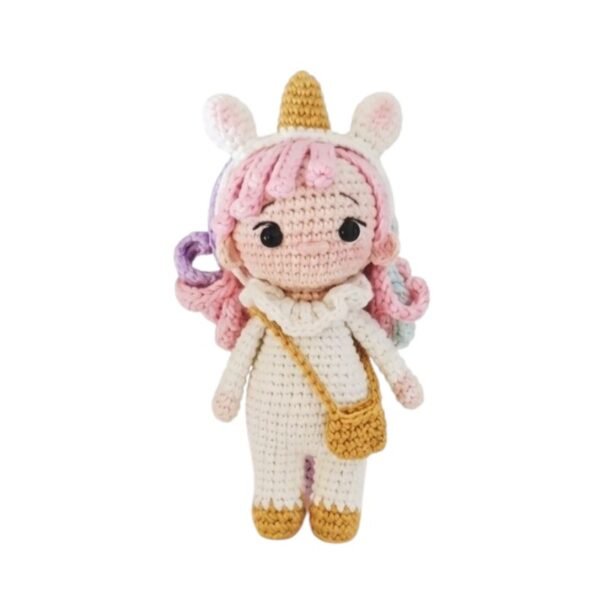 Πλεκτό κουκλάκι charm mini amigurumi μονόκερος 15εκ