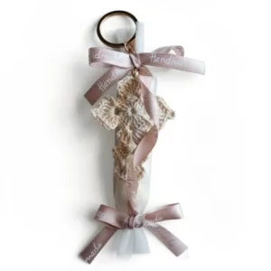 Μπομπονιέρα με πλεκτό χειροποίητο σταυρό 8εκ.