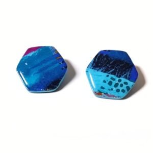 Μοντέρνα σκουλαρίκια Blue Hexagon