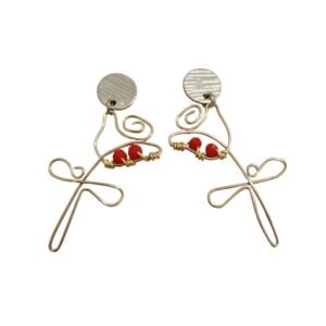 Σκουλαρίκια τριαντάφυλλα από σύρμα αλπακά