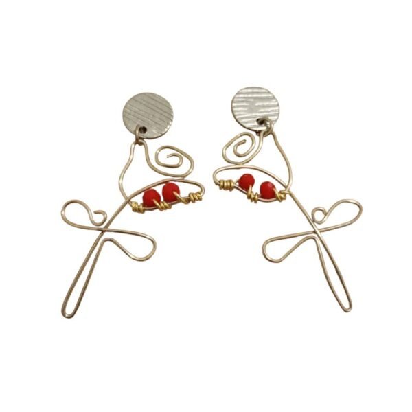 Σκουλαρίκια τριαντάφυλλα από σύρμα αλπακά