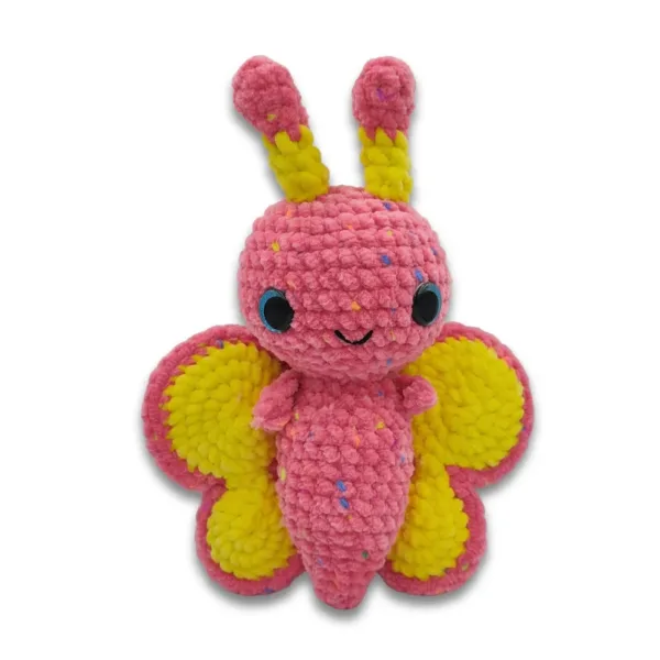 Βελουτέ πεταλούδα με ροζ και κίτρινο χρώμα