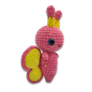 Βελουτέ πεταλούδα με ροζ και κίτρινο χρώμα