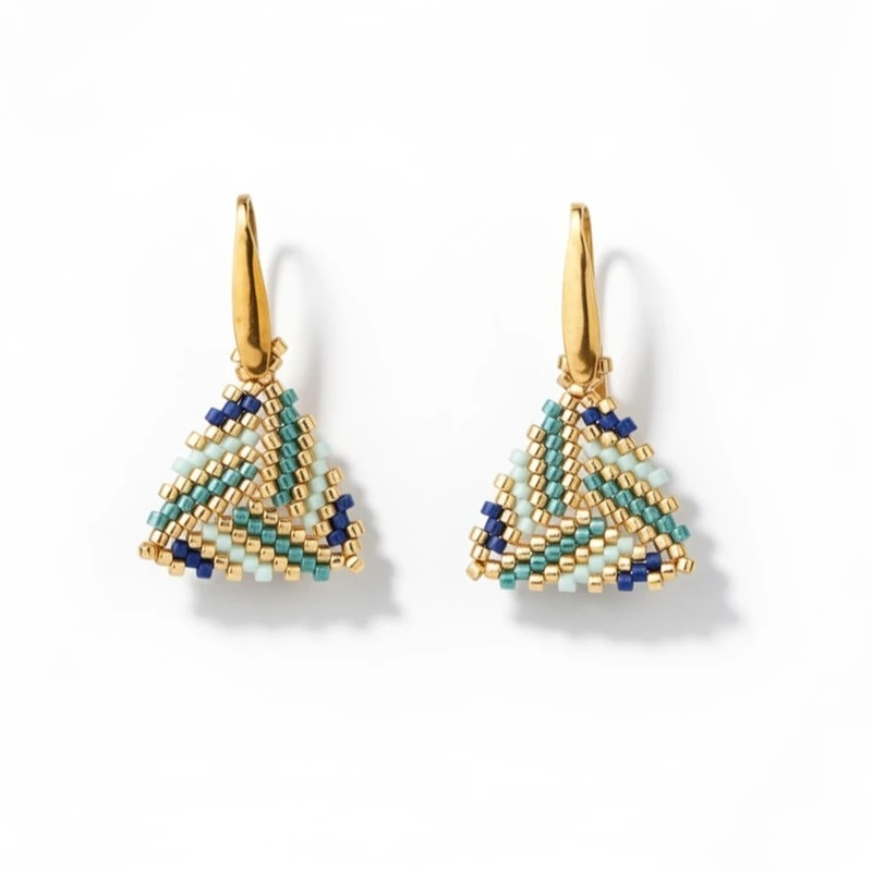 117I46600-The-Gem-Stories-Turquoise-Blue-Gold-Miyuki-Triangle-Earrings-view