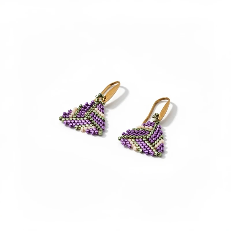 FFKT46603-The-Gem-Stories-Purple-Green-Miyuki-Triangle-Earrings