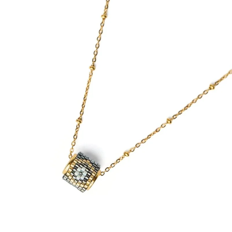 N69T53417-Miyuki-Round-Evil-Eye-Necklace-Gunmetal-closeup