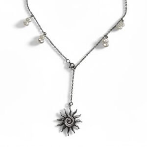 Κολιέ ατσάλινο ασημένιο "Solar necklace silver"