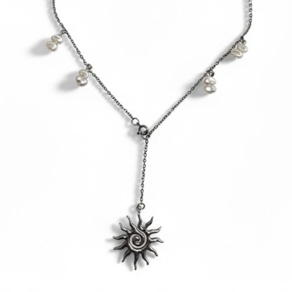 Κολιέ ατσάλινο ασημένιο "Solar necklace silver"