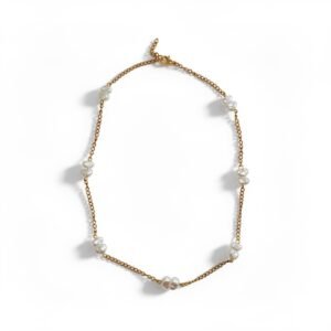 Κολιέ ατσάλινο χρυσό με πέρλες "Pearl Muse Necklace gold"