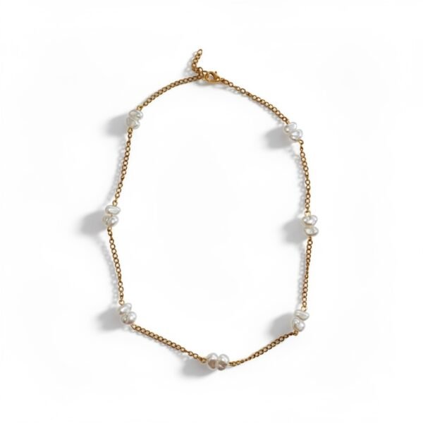 Κολιέ ατσάλινο χρυσό με πέρλες "Pearl Muse Necklace gold"