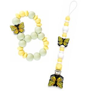 Σετ Κλιπ Πιπίλας & Βρεφικό Μασητικό "Butterfly Yellow"