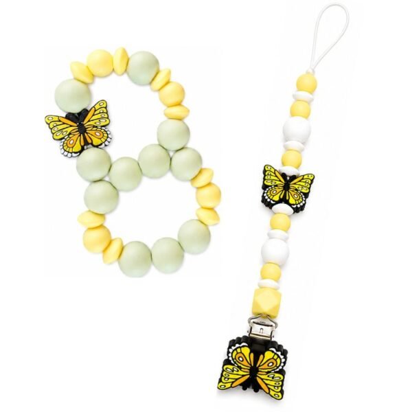 Σετ Κλιπ Πιπίλας & Βρεφικό Μασητικό "Butterfly Yellow"