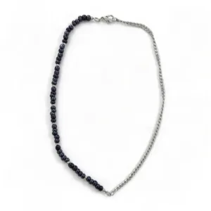 Κολιέ ατσάλινο ασημένιο " Midnight Black necklace"