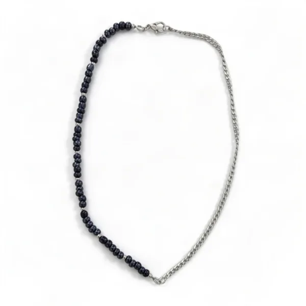Κολιέ ατσάλινο ασημένιο " Midnight Blue Silver necklace"