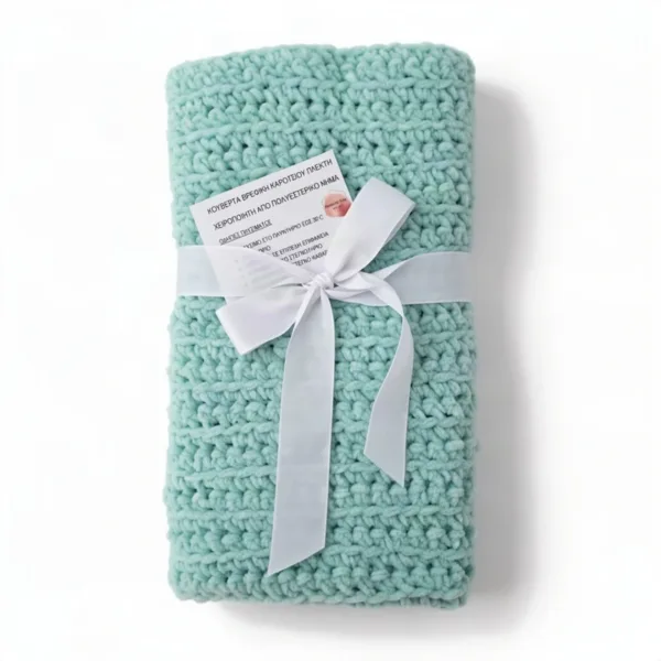 Κουβέρτα βρεφική σε πράσινο μέντας (70x90εκ.)